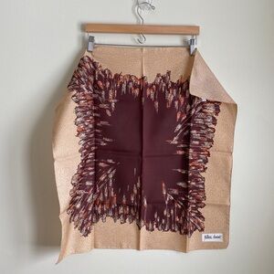 Vintage Patricia Dumont | Brown and Tan Patterned Scarf Made in Italy